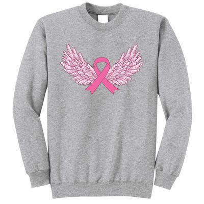 Pink Ribbon Wings Breast Cancer Awareness Tall Sweatshirt