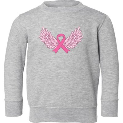 Pink Ribbon Wings Breast Cancer Awareness Toddler Sweatshirt