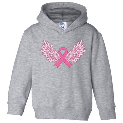 Pink Ribbon Wings Breast Cancer Awareness Toddler Hoodie