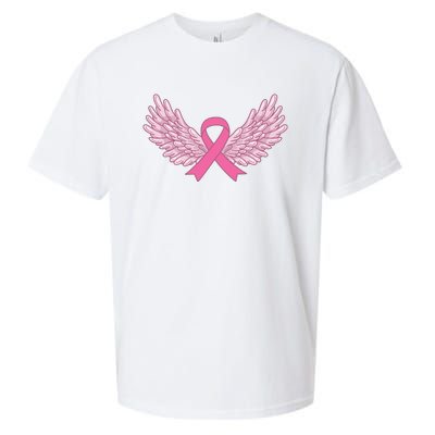 Pink Ribbon Wings Breast Cancer Awareness Sueded Cloud Jersey T-Shirt