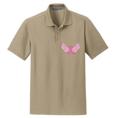 Pink Ribbon Wings Breast Cancer Awareness Dry Zone Grid Polo