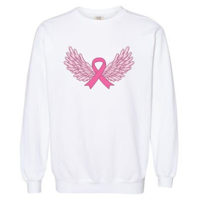 Pink Ribbon Wings Breast Cancer Awareness Garment-Dyed Sweatshirt