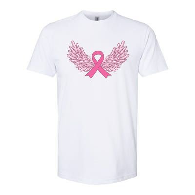 Pink Ribbon Wings Breast Cancer Awareness Softstyle CVC T-Shirt