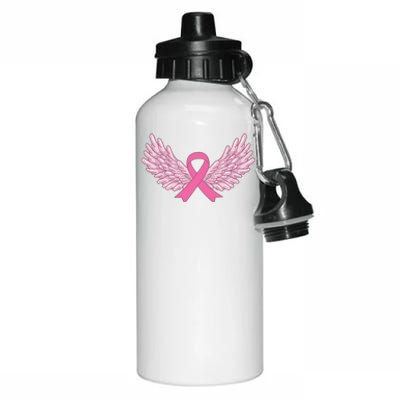 Pink Ribbon Wings Breast Cancer Awareness Aluminum Water Bottle