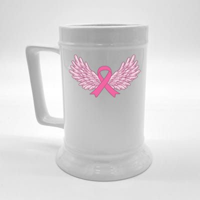 Pink Ribbon Wings Breast Cancer Awareness Beer Stein