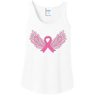 Pink Ribbon Wings Breast Cancer Awareness Ladies Essential Tank