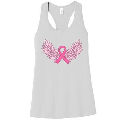 Pink Ribbon Wings Breast Cancer Awareness Women's Racerback Tank