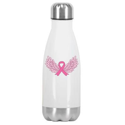 Pink Ribbon Wings Breast Cancer Awareness Stainless Steel Insulated Water Bottle