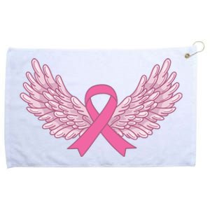 Pink Ribbon Wings Breast Cancer Awareness Grommeted Golf Towel