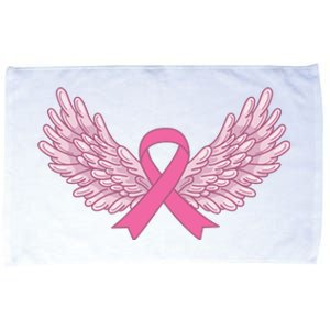 Pink Ribbon Wings Breast Cancer Awareness Microfiber Hand Towel