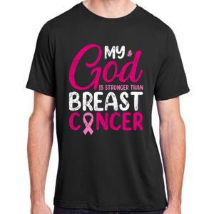 Pink Ribbon Warrior My God Is Stronger Than Breast Cancer Great Gift Adult ChromaSoft Performance T-Shirt