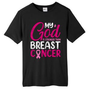 Pink Ribbon Warrior My God Is Stronger Than Breast Cancer Great Gift Tall Fusion ChromaSoft Performance T-Shirt