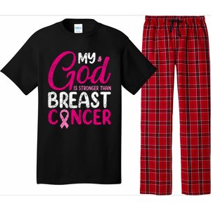 Pink Ribbon Warrior My God Is Stronger Than Breast Cancer Great Gift Pajama Set