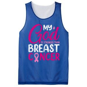 Pink Ribbon Warrior My God Is Stronger Than Breast Cancer Great Gift Mesh Reversible Basketball Jersey Tank