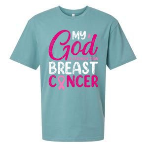 Pink Ribbon Warrior My God Is Stronger Than Breast Cancer Great Gift Sueded Cloud Jersey T-Shirt