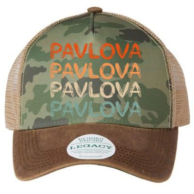 PAVLOVA Retro word art of favorite comfort foods dessert Legacy Tie Dye Trucker Hat