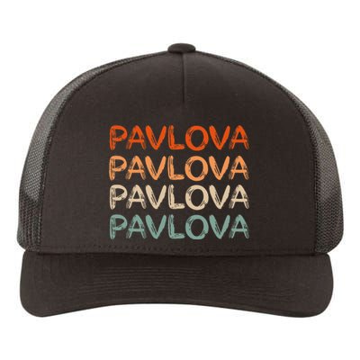 PAVLOVA Retro word art of favorite comfort foods dessert Yupoong Adult 5-Panel Trucker Hat