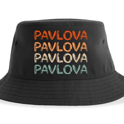 PAVLOVA Retro word art of favorite comfort foods dessert Sustainable Bucket Hat