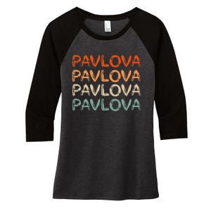 PAVLOVA Retro word art of favorite comfort foods dessert Women's Tri-Blend 3/4-Sleeve Raglan Shirt