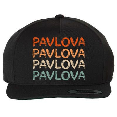 PAVLOVA Retro word art of favorite comfort foods dessert Wool Snapback Cap