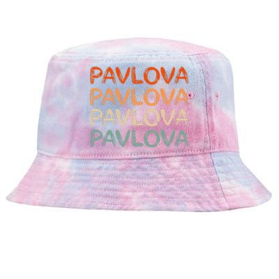 PAVLOVA Retro word art of favorite comfort foods dessert Tie-Dyed Bucket Hat