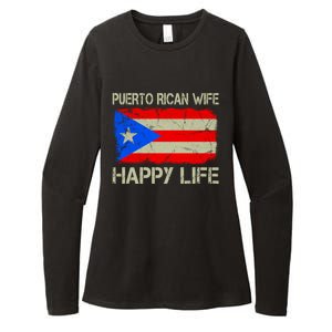 Puerto Rican Wife Happy Life Puerto Rico Flag Funny Husband Gift Womens CVC Long Sleeve Shirt