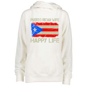 Puerto Rican Wife Happy Life Puerto Rico Flag Funny Husband Gift Womens Funnel Neck Pullover Hood