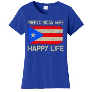 Puerto Rican Wife Happy Life Puerto Rico Flag Funny Husband Gift Women's T-Shirt