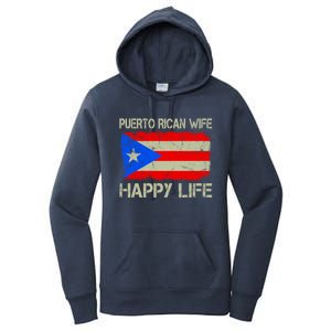 Puerto Rican Wife Happy Life Puerto Rico Flag Funny Husband Gift Women's Pullover Hoodie