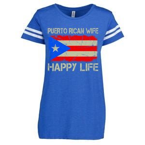 Puerto Rican Wife Happy Life Puerto Rico Flag Funny Husband Gift Enza Ladies Jersey Football T-Shirt