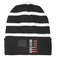 Patriotic Red White Blue Usa Flag Fighter Jets Striped Beanie with Solid Band