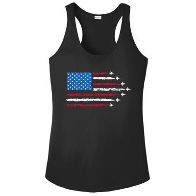 Patriotic Red White Blue Usa Flag Fighter Jets 4th Of July Ladies PosiCharge Competitor Racerback Tank