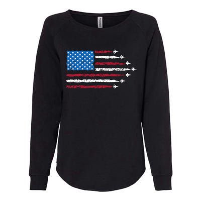 Patriotic Red White Blue Usa Flag Fighter Jets 4th Of July Womens California Wash Sweatshirt