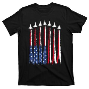 Patriotic Red White Blue Usa Flag Fighter Jets 4th Of July T-Shirt