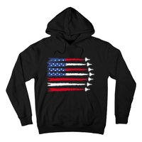 Patriotic Red White Blue Usa Flag Fighter Jets 4th Of July Hoodie