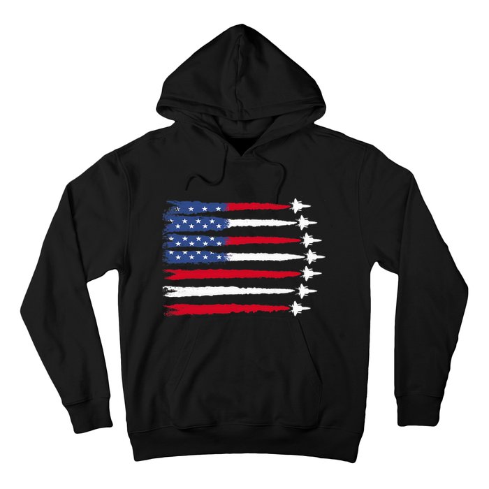 Patriotic Red White Blue Usa Flag Fighter Jets 4th Of July Hoodie