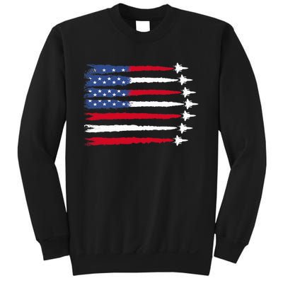 Patriotic Red White Blue Usa Flag Fighter Jets 4th Of July Sweatshirt