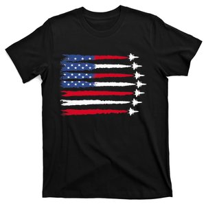 Patriotic Red White Blue Usa Flag Fighter Jets 4th Of July T-Shirt