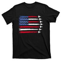 Patriotic Red White Blue Usa Flag Fighter Jets 4th Of July T-Shirt