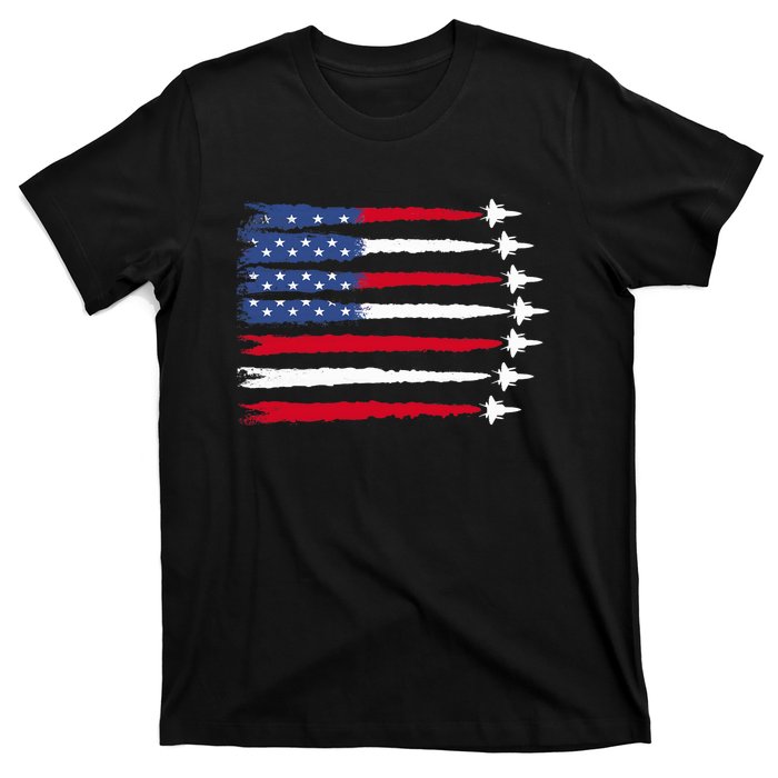 Patriotic Red White Blue Usa Flag Fighter Jets 4th Of July T-Shirt