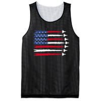 Patriotic Red White Blue Usa Flag Fighter Jets 4th Of July Mesh Reversible Basketball Jersey Tank