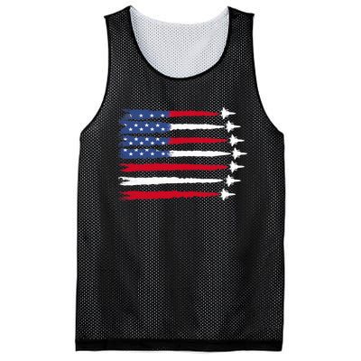 Patriotic Red White Blue Usa Flag Fighter Jets 4th Of July Mesh Reversible Basketball Jersey Tank