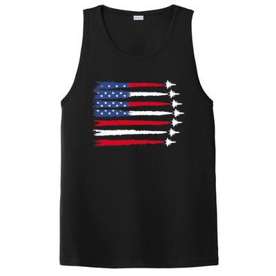 Patriotic Red White Blue Usa Flag Fighter Jets 4th Of July PosiCharge Competitor Tank