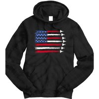 Patriotic Red White Blue Usa Flag Fighter Jets 4th Of July Tie Dye Hoodie