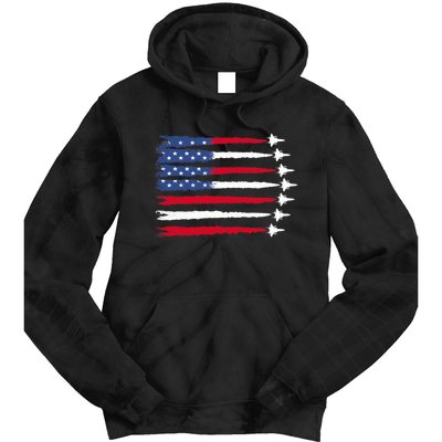 Patriotic Red White Blue Usa Flag Fighter Jets 4th Of July Tie Dye Hoodie