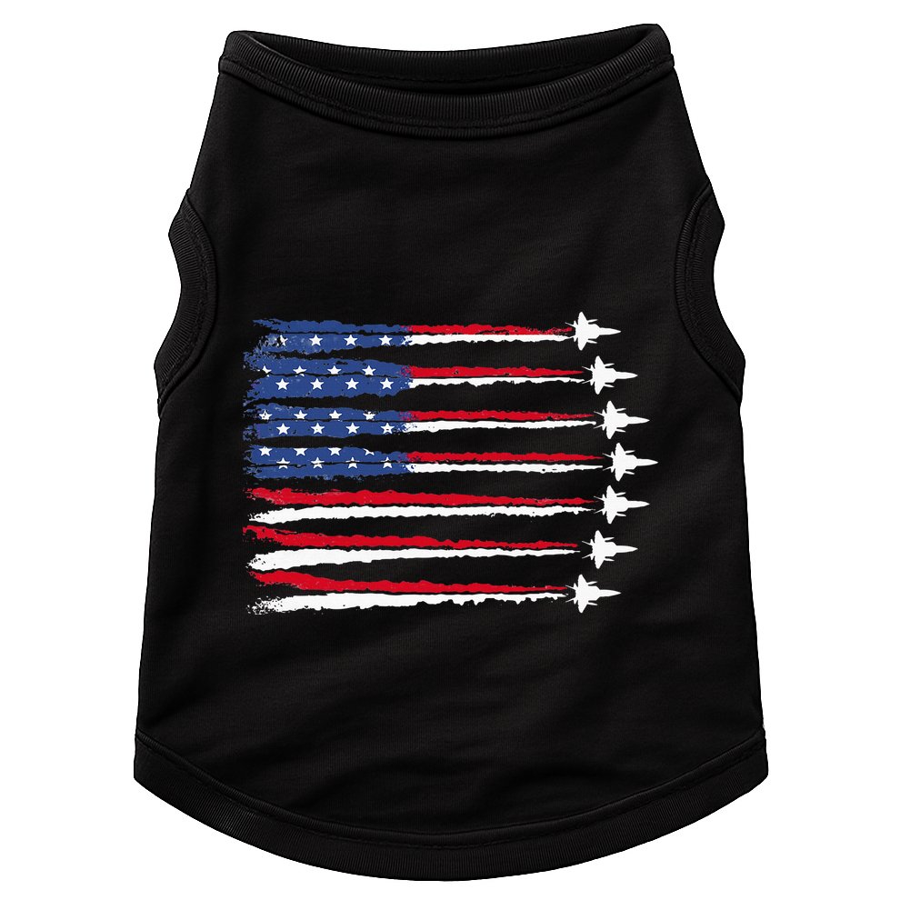 Patriotic Red White Blue Usa Flag Fighter Jets Veterans Day Doggie Tank