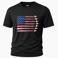 Patriotic Red White Blue Usa Flag Fighter Jets Veterans Day Cooling Performance Crew T-Shirt
