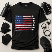 Patriotic Red White Blue Usa Flag Fighter Jets Veterans Day Cooling Performance Crew T-Shirt