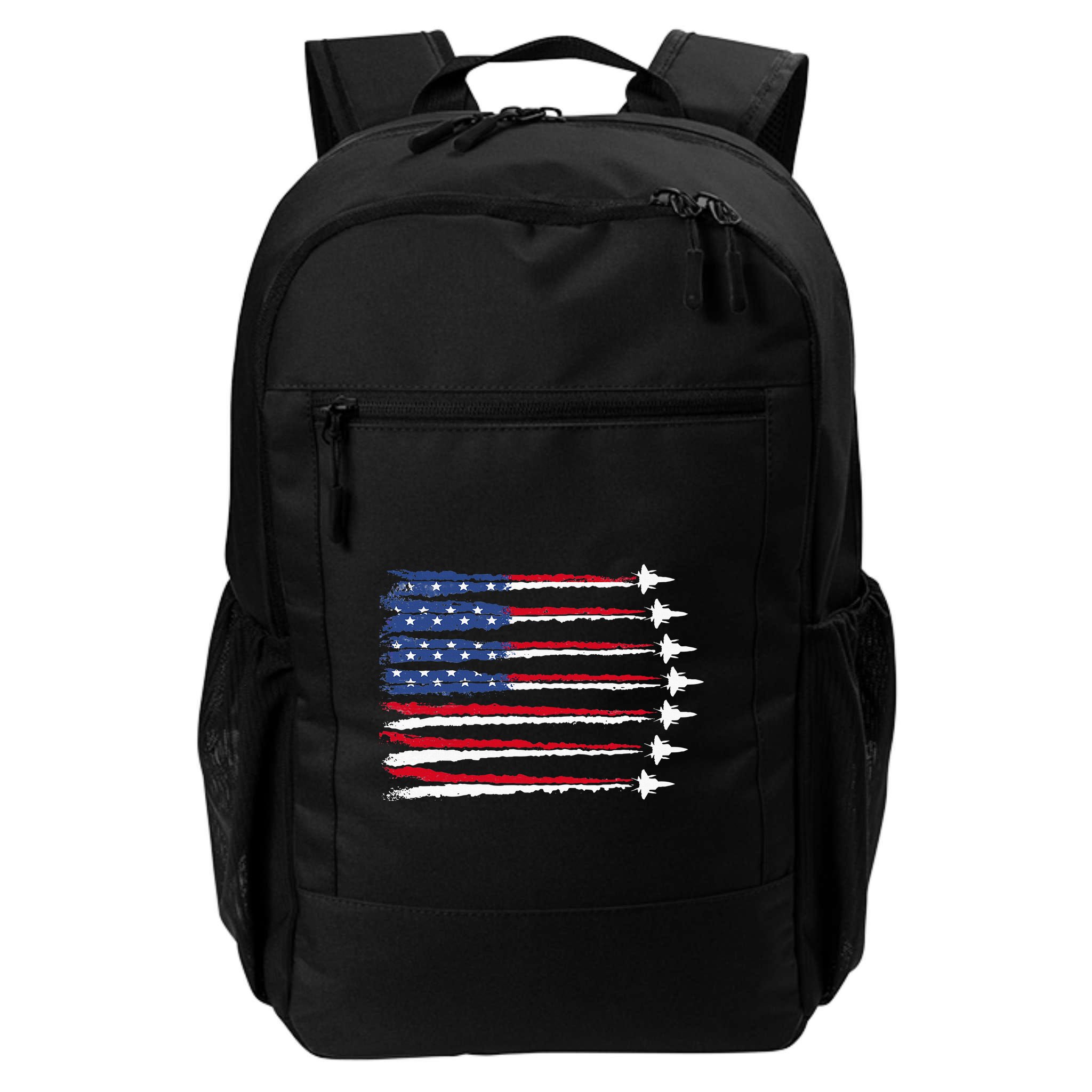 Patriotic Red White Blue Usa Flag Fighter Jets Veterans Day Backpack