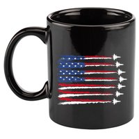 Patriotic Red White Blue Usa Flag Fighter Jets Veterans Day 11oz C Handle Ceramic Mug